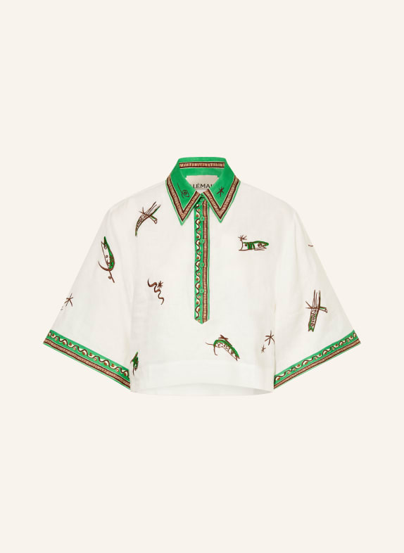 ALÉMAIS Chemisier WANDA en lin BLANC / MARRON FONCÉ / VERT