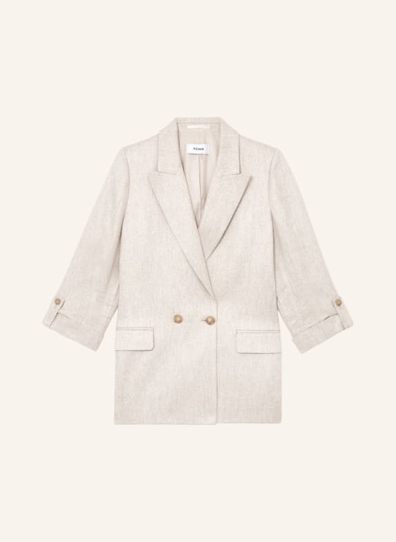 REISS Blazer NOLAH med hør og 3/4-ærmer LYSEBRUN
