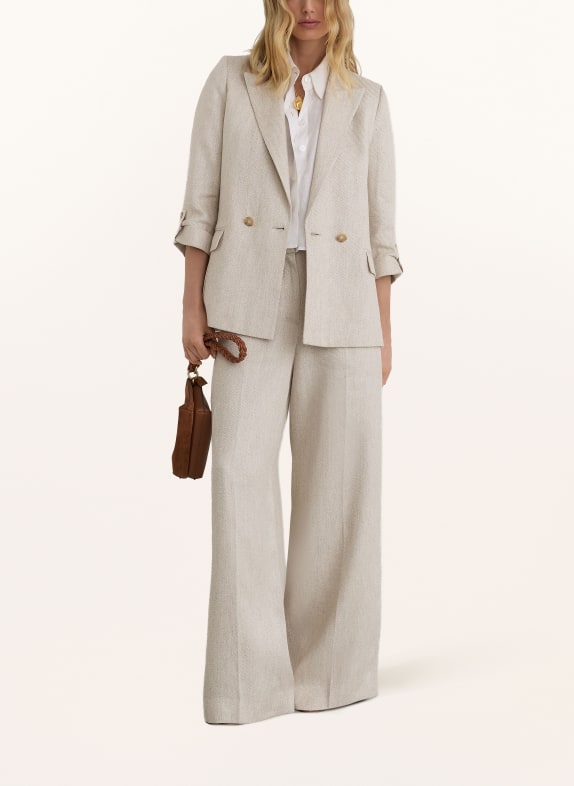 REISS Blazer NOLAH met linnen en 3/4-mouwen LICHTBRUIN