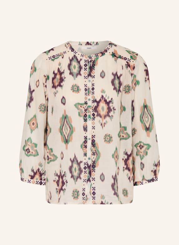 ba&sh ODELIE blouse with 3/4 sleeves CREAM / DARK PURPLE / GREEN