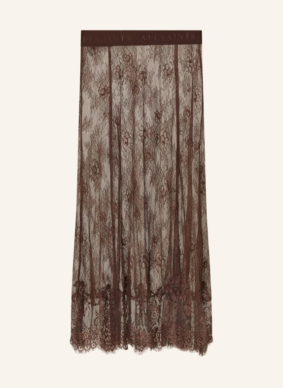 ALLSAINTS ARRAN Lace Skirt DARK BROWN