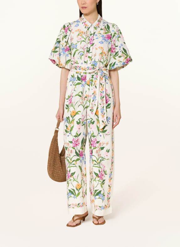 Phase Eight Jumpsuit CAMILLA met linnen ECRU / FUCHSIA / GROEN