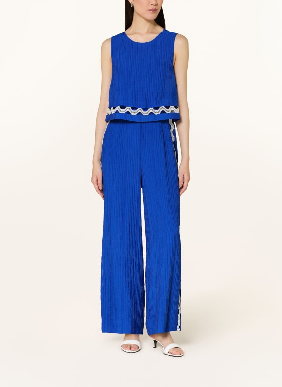 Phase Eight Jumpsuit AUBREY met plooien en kant BLAUW / WIT