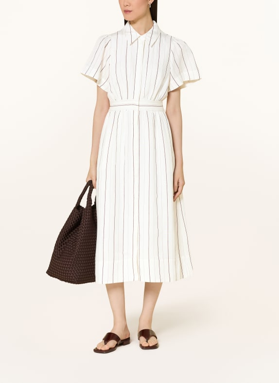 Phase Eight MARIELLE shirt dress with linen WHITE / DARK BROWN