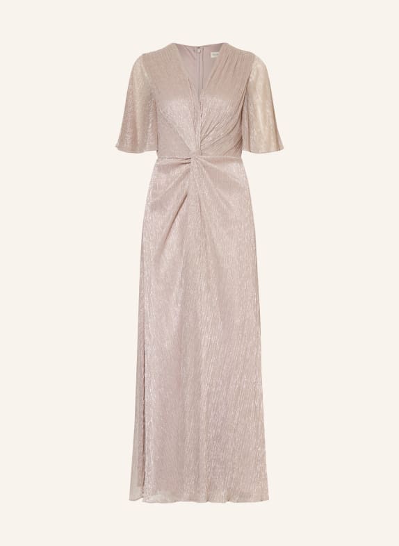 Phase Eight DORINDA pleated dress with glitter thread and flounces DUSKY PINK / SILVER