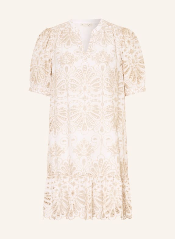 Phase Eight LILIANA dress made of eyelet lace with ruffles BEIGE / WHITE