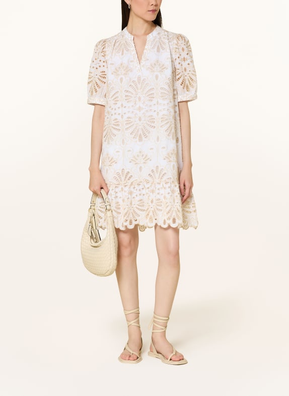 Phase Eight Kleid LILIANA aus Lochspitze mit Rüschen BEIGE / WEISS