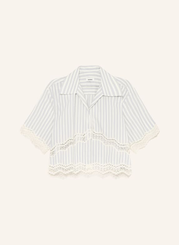 SANDRO Bluse mit Spitze WEISS / HELLBLAU