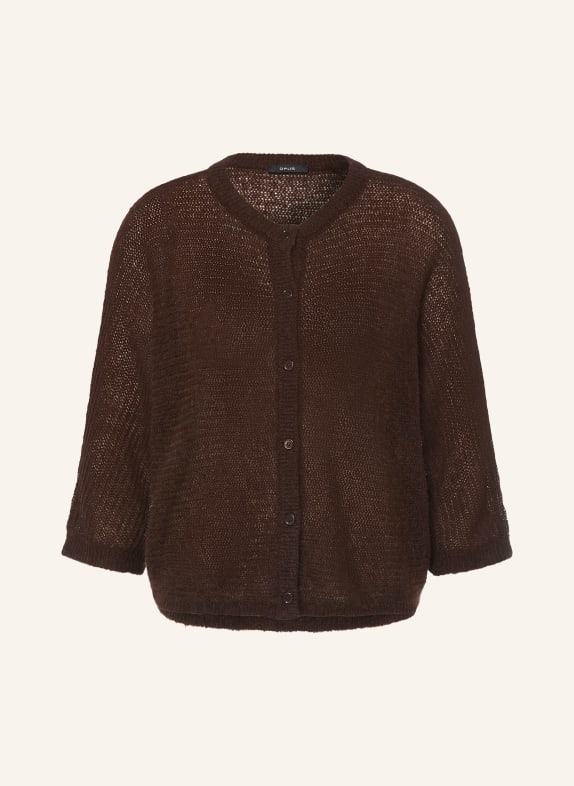 OPUS DARIS cardigan with 3/4 sleeves DARK BROWN