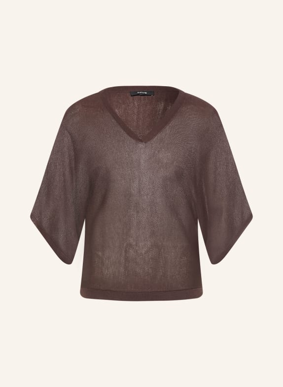 OPUS T-shirt en maille PENCH MARRON FONCÉ