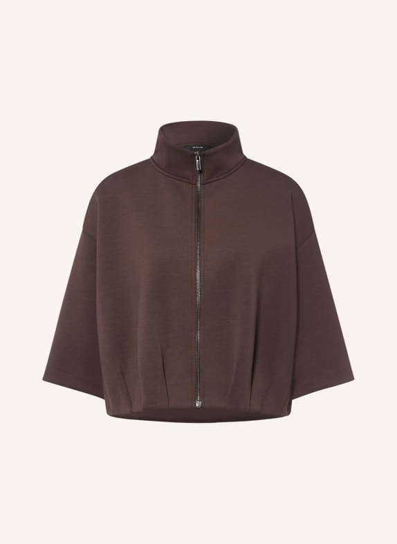 OPUS GALTOS Sweatshirt Jacket with 3/4 Sleeves DARK BROWN