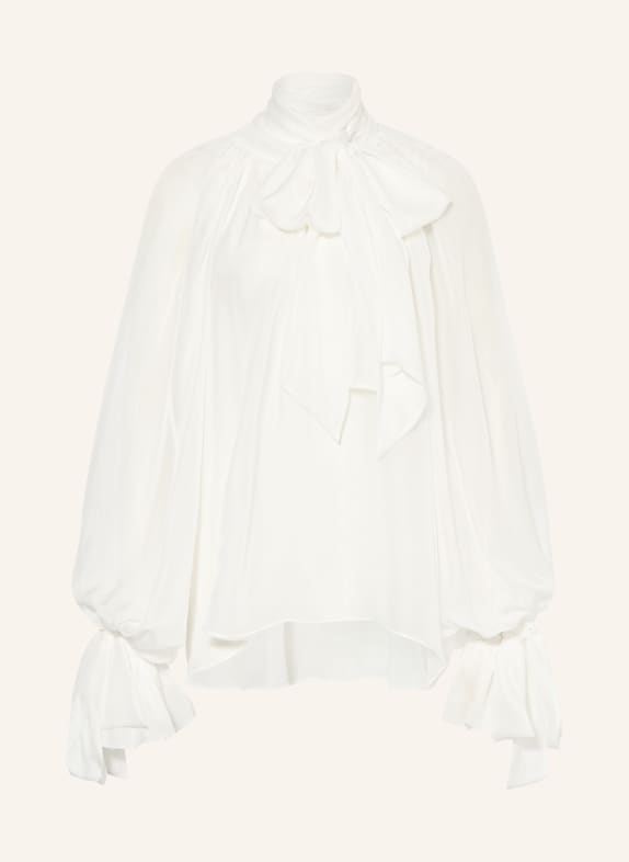 ARAKII Seidenbluse mit Schluppe und Rüschen WEISS