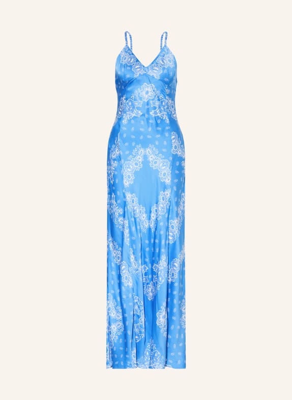 maje Satinkleid BLAU / WEISS