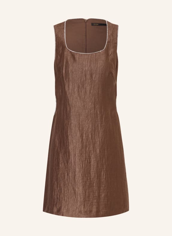 maje Kleid mit Leinen und Cut-outs BRAUN