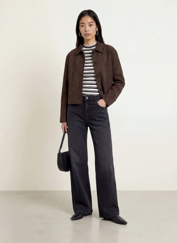 OPUS Gebreid shirt SOKIRA ZWART / WIT