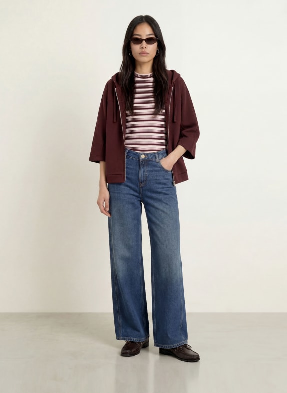 OPUS Gebreid shirt SOKIRA DONKERROOD / ROSE CLAIR