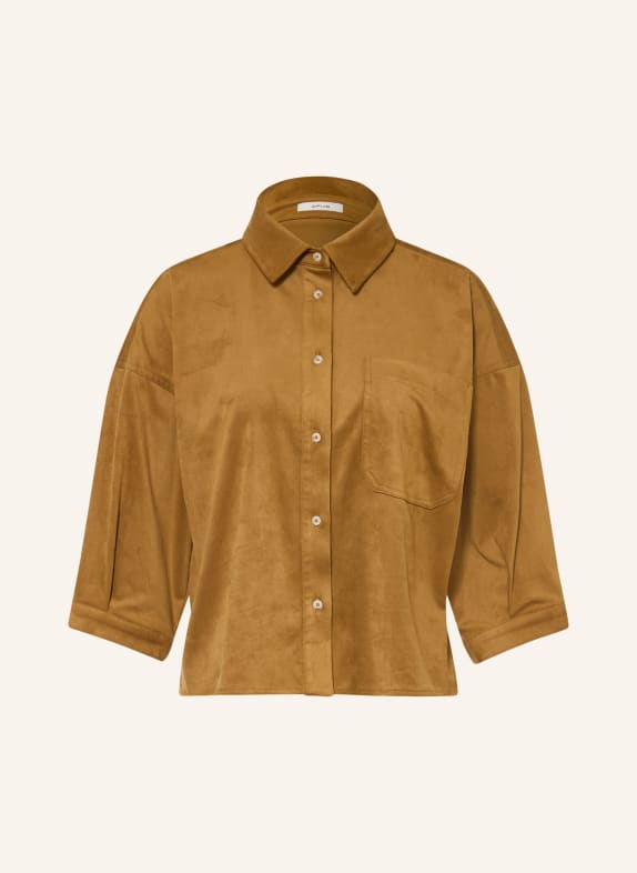 OPUS Blouse-chemise FALOURA à manches 3/4 aspect cuir CHAMEAU