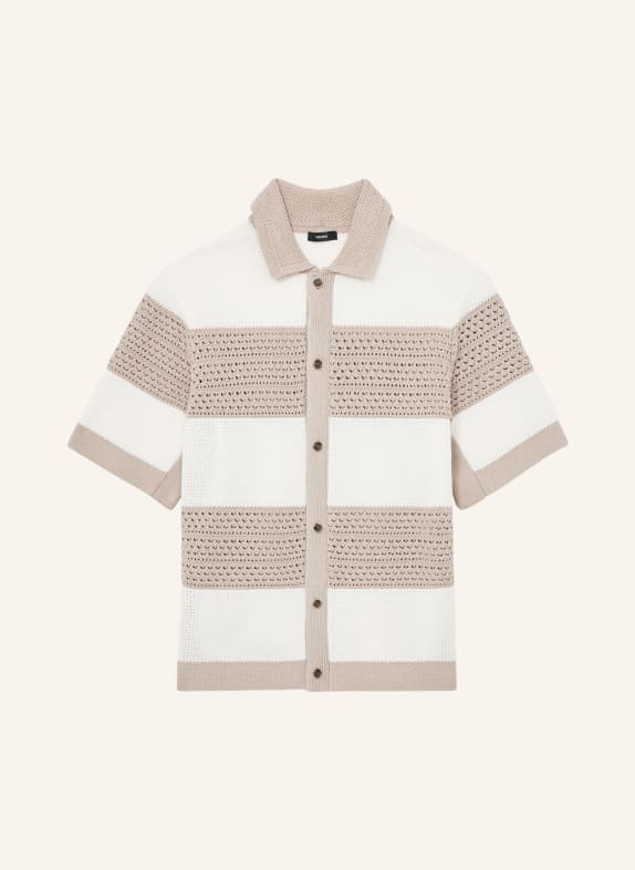 REISS MAREK Comfort Fit Knit Shirt WHITE / BEIGE