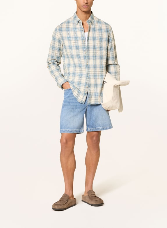 ARKET Flanellen overhemd BARD Regular Fit ECRU / BLAUWGRIJS / ZWART