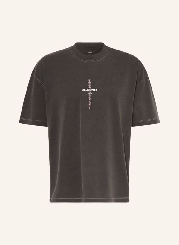 ALLSAINTS Tričko KNOX TMAVĚ ŠEDÁ / RŮŽOVÁ / BÍLÁ