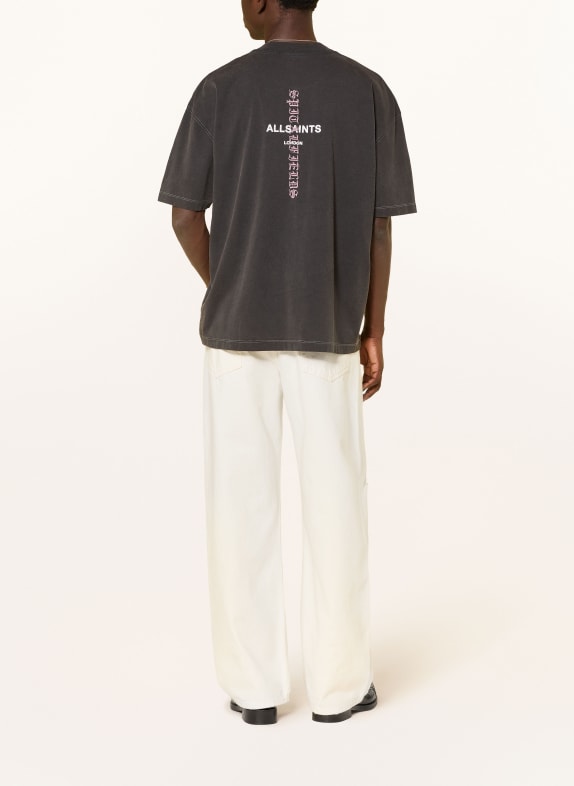ALLSAINTS T-shirt KNOX DONKERGRIJS / ROSÉ / WIT