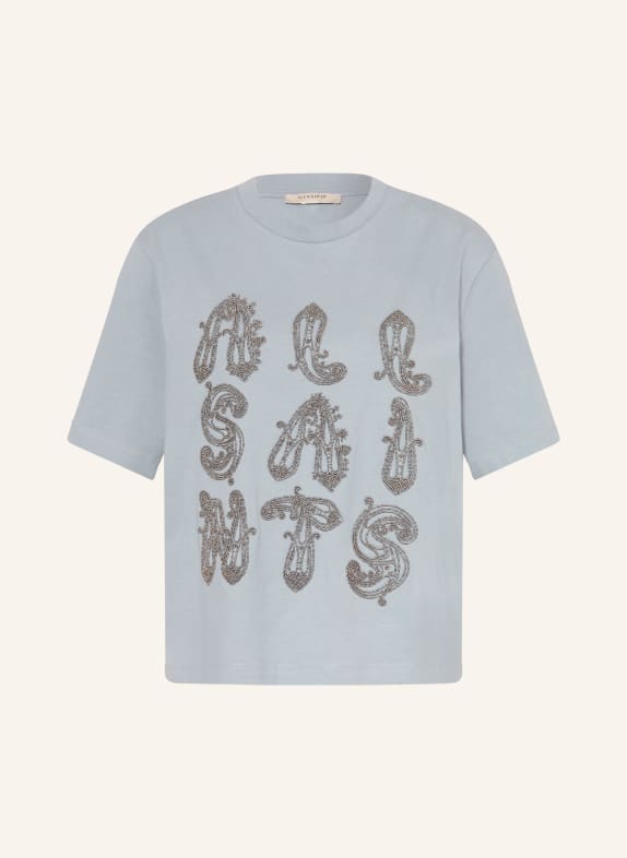 ALLSAINTS T-shirt ELLA met sieradenparels LICHTBLAUW / ZILVER