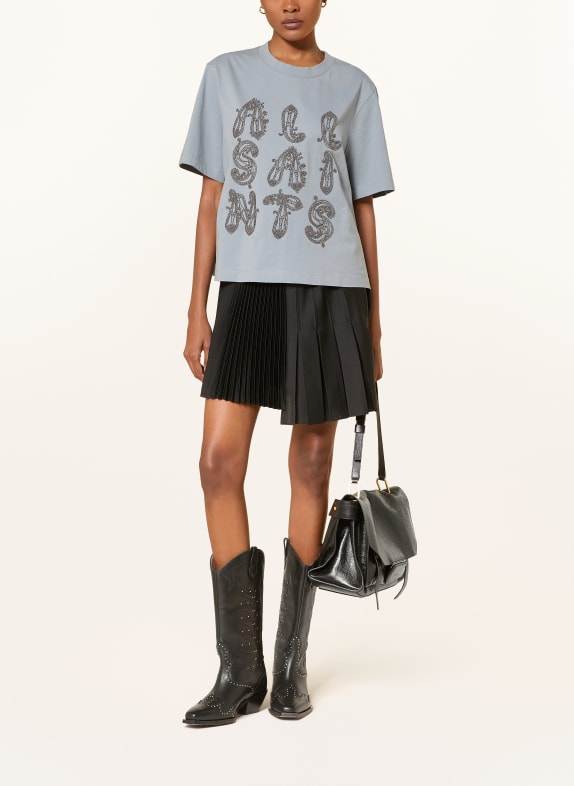 ALLSAINTS T-shirt ELLA med smyckespärlor LJUSBLÅ / SILVER