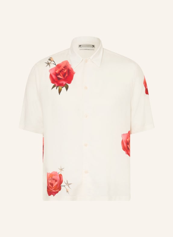 ALLSAINTS Kurzarm-Hemd FLEUR FAZED Comfort Fit ECRU / ROT / GRÜN