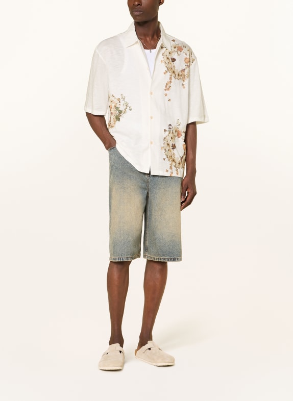 ALLSAINTS Overhemd met korte mouwen FLEUR LIS Oversized Fit WIT / CRÈME / DONKERGROEN