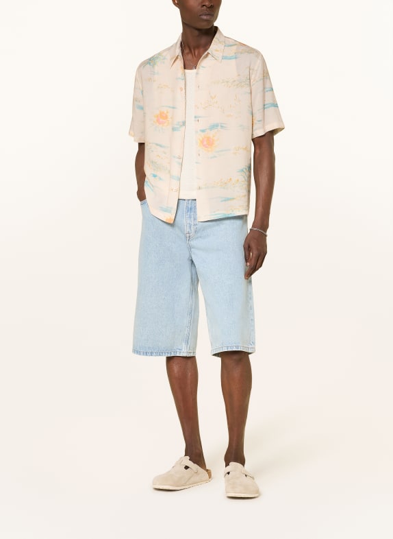 ALLSAINTS Overhemd met korte mouwen BREEZER Comfort Fit ECRU / DONKERGEEL / TURQUOISE