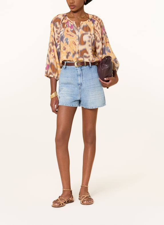ba&sh Blusenshirt MAELLE mit 3/4-Arm GELB / BRAUN / LILA