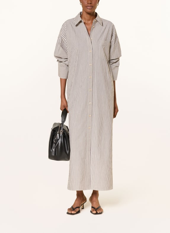 ARKET Robe chemise MARRON FONCÉ / ÉCRU