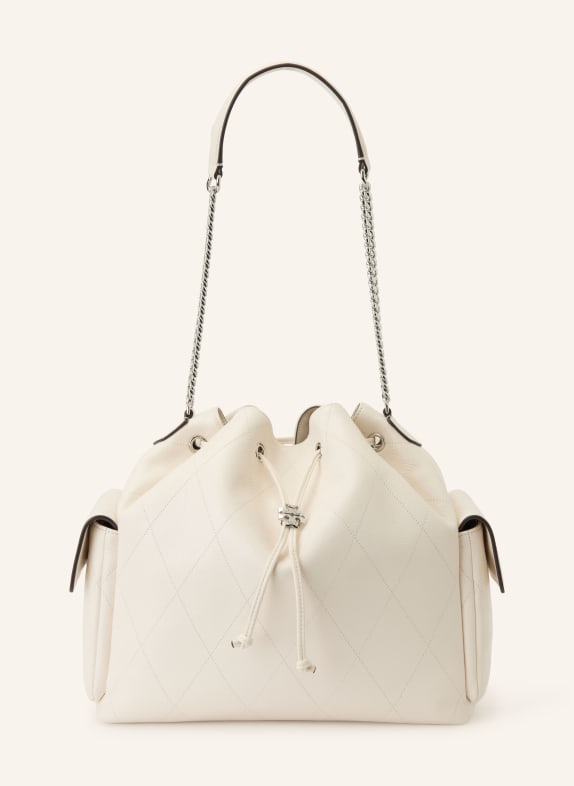 TORY BURCH Beuteltasche CHARLIE CREME / SILBER