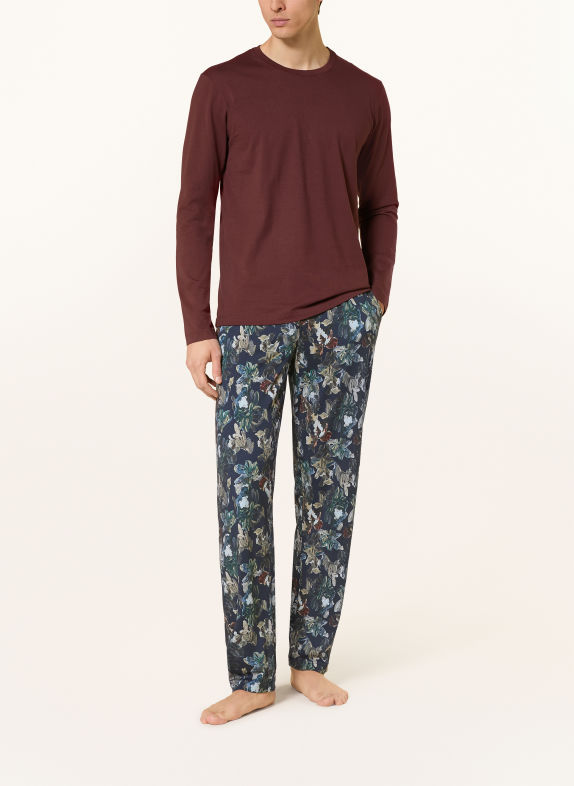 HANRO NIGHT & DAY Pajama bottoms DARK BLUE / KHAKI / LIGHT BLUE