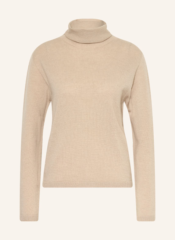 ANTONELLI firenze Sweter z golfem BAVIERA z kaszmirem BEŻOWY