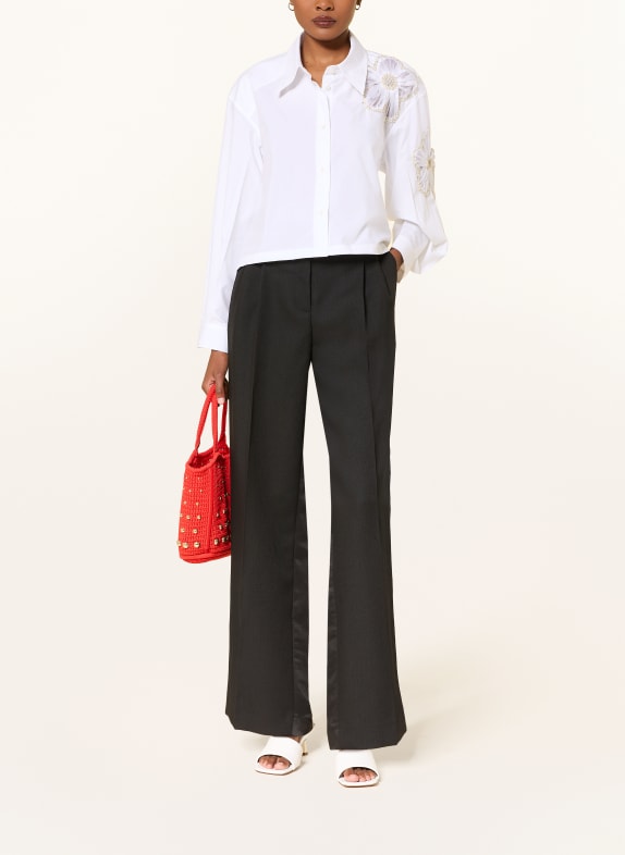 SANDRO Hemdbluse mit Schmucksteinen und Schmuckperlen WEISS