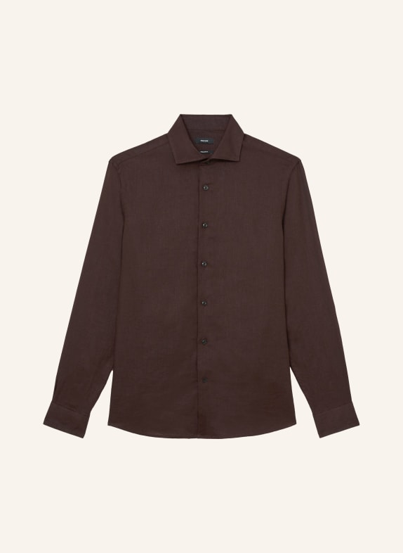 REISS Leinenhemd Extra Slim Fit DUNKELBRAUN