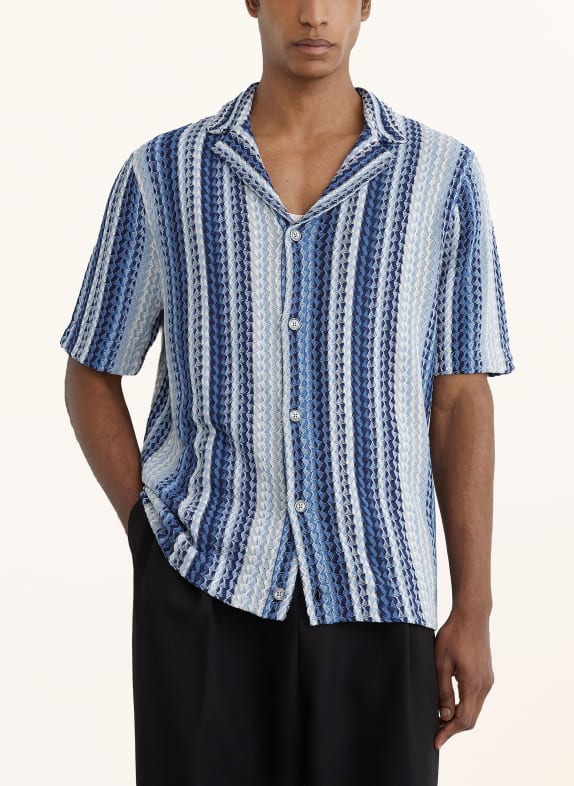 REISS Resorthemd FLEET Slim Fit DONKERBLAUW / LICHTBLAUW / WIT