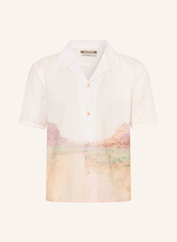 ALLSAINTS MONUMENT SS Boxy Fit Resort Shirt WHITE / DUSKY PINK / LIGHT ORANGE