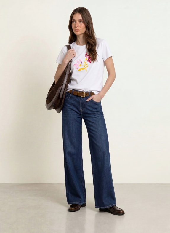 HOBBS T-shirt WIT / DONKERROOD / GEEL