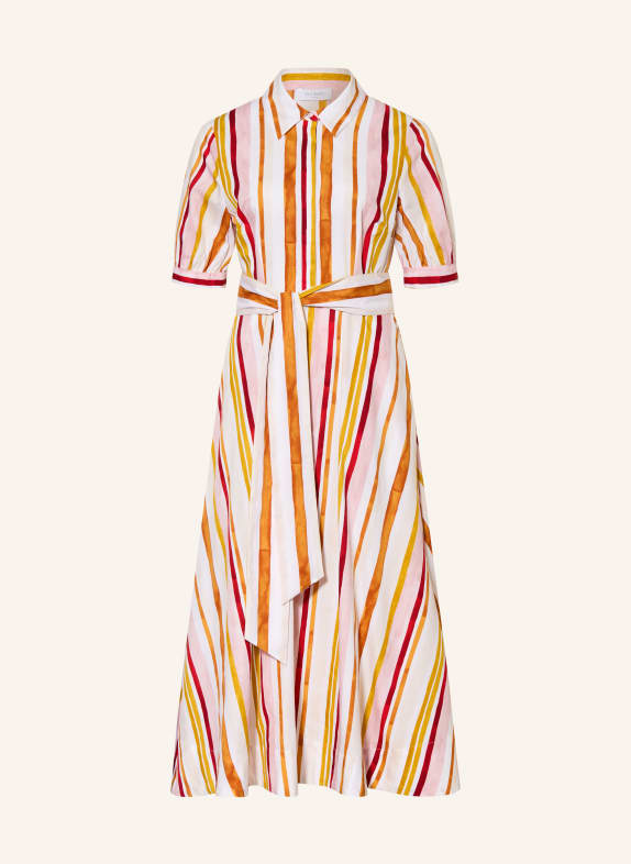 HOBBS Hemdblusenkleid CRESSIDA WEISS / ROSA / DUNKELORANGE