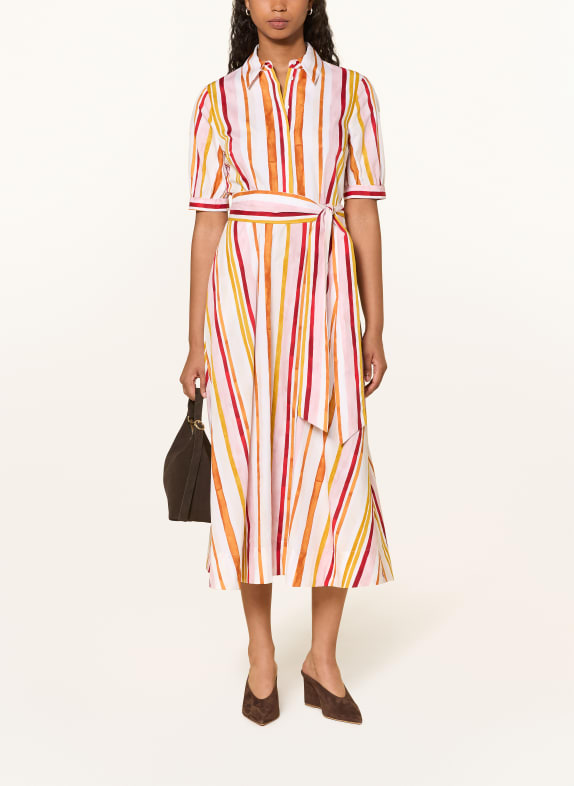 HOBBS Hemdblusenkleid CRESSIDA WEISS / ROSA / DUNKELORANGE