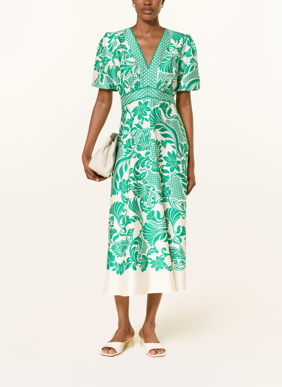 HOBBS Satin dress TRELISSICK GREEN / ECRU