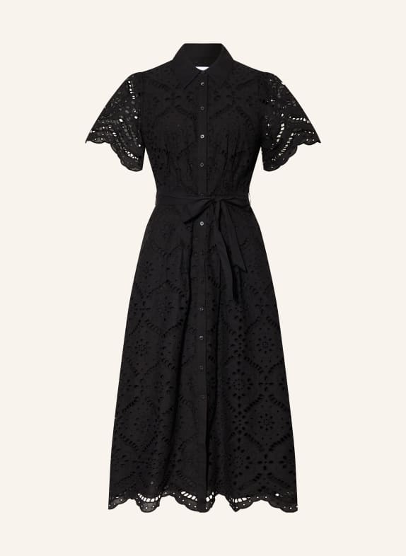 HOBBS WILLA shirt dress made of openwork lace BLACK