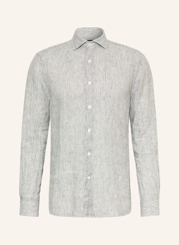 REISS RUBAN Linen Shirt, Regular Fit DARK GREEN / WHITE