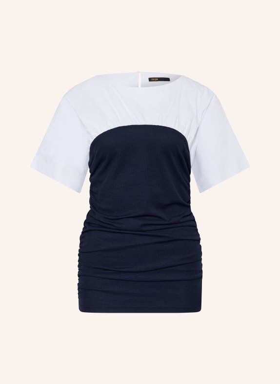maje T-Shirt im Materialmix DUNKELBLAU / WEISS