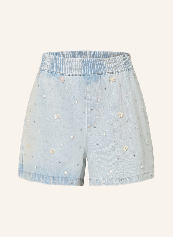 maje Jeansshorts mit Schmucksteinen und Schmuckperlen 0201 BLUE