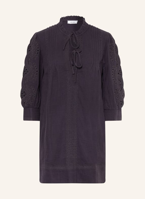 REISS Musselinkleid GIA mit Lochspitze und Rüschen DUNKELBLAU