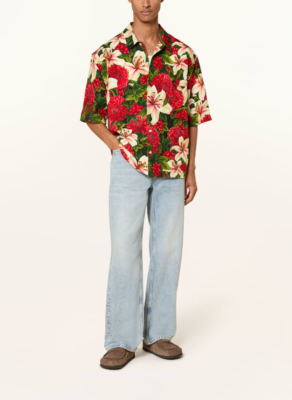 ALLSAINTS Kurzarm-Hemd HOKKAIDO Oversized Fit ROT / ECRU / GRÜN