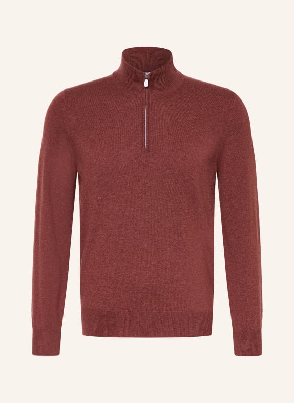 BRUNELLO CUCINELLI Cashmere half-zip sweater DARK RED